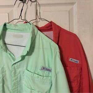 Columbia Mint Green and Coral Button-Up Shirts